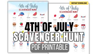 4th of July Scavenger Hunt Printable PDF