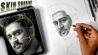 How to Draw MS DHONI // Skin Shading tutorial with Graphite Pencil