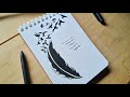 Feather Unique Art Tutorial / How To Draw Feather Step by Step With Pen / Beginners Tattoo Drawing