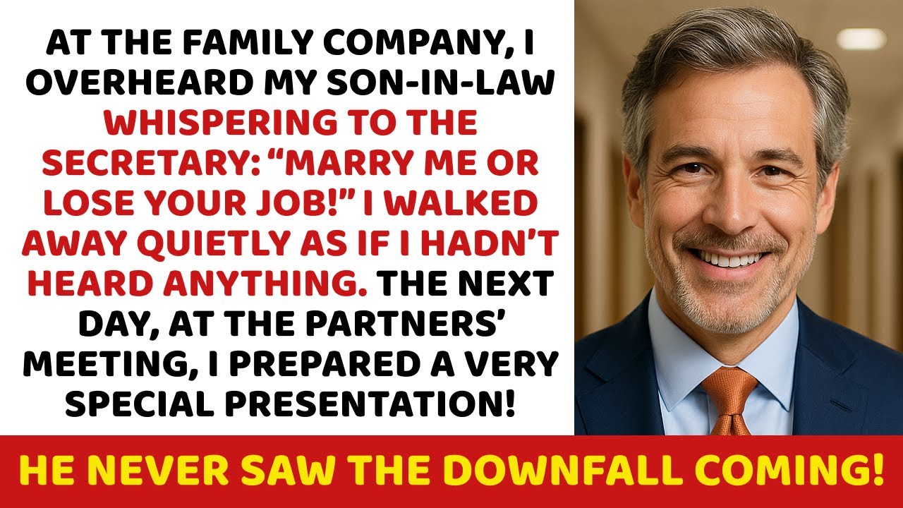 At the family company, I overheard my son-in-law whispering to the secretary: Marry me or lose your