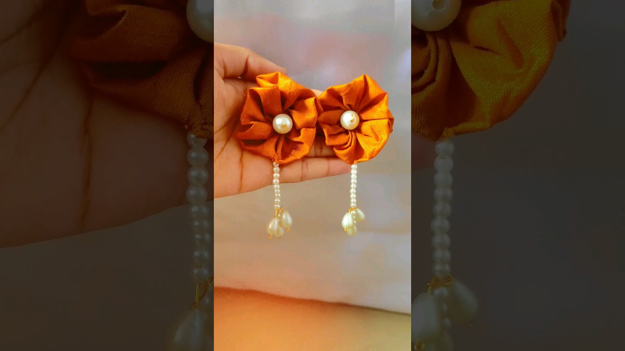 Preety Flower Earrings With Fabric😱😱 