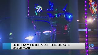 Holiday lights at the beach shine bright