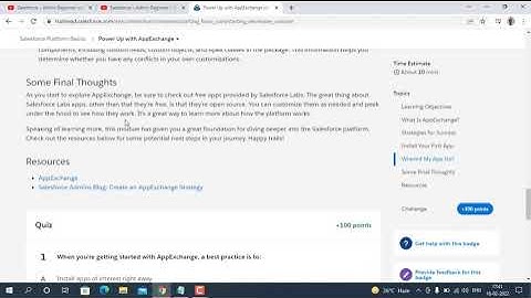 Salesforce :: Admin Beginner :: Salesforce platform basics :: Power up with AppExchange