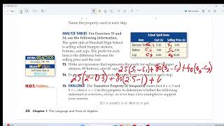 US Algebra 1 – Chapter 1  The Language and Tools of Algebra  Lesson 1-3 Analyze Tables