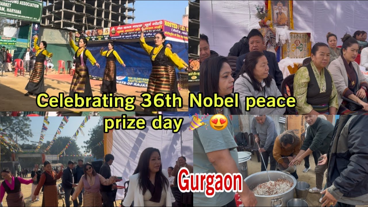 Celebrating nobel peace prize day at Gurgaon Tibetan market 🎉 # Tibetan vlogger 