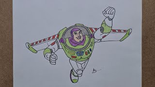 Buzz Lightyear Drawing -Freehand Outline & Using Pencils Colours -Toy Story Character -Draw Steply?