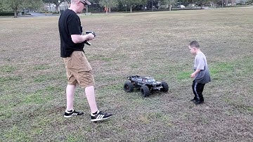 Quick test of the Arrma Outcast 8S EXB with my boy