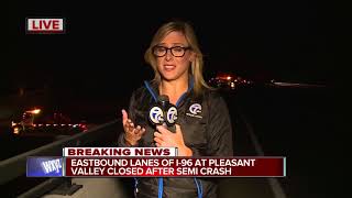 Semi hits overpass in Brighton Township forcing I-96 freeway closure
