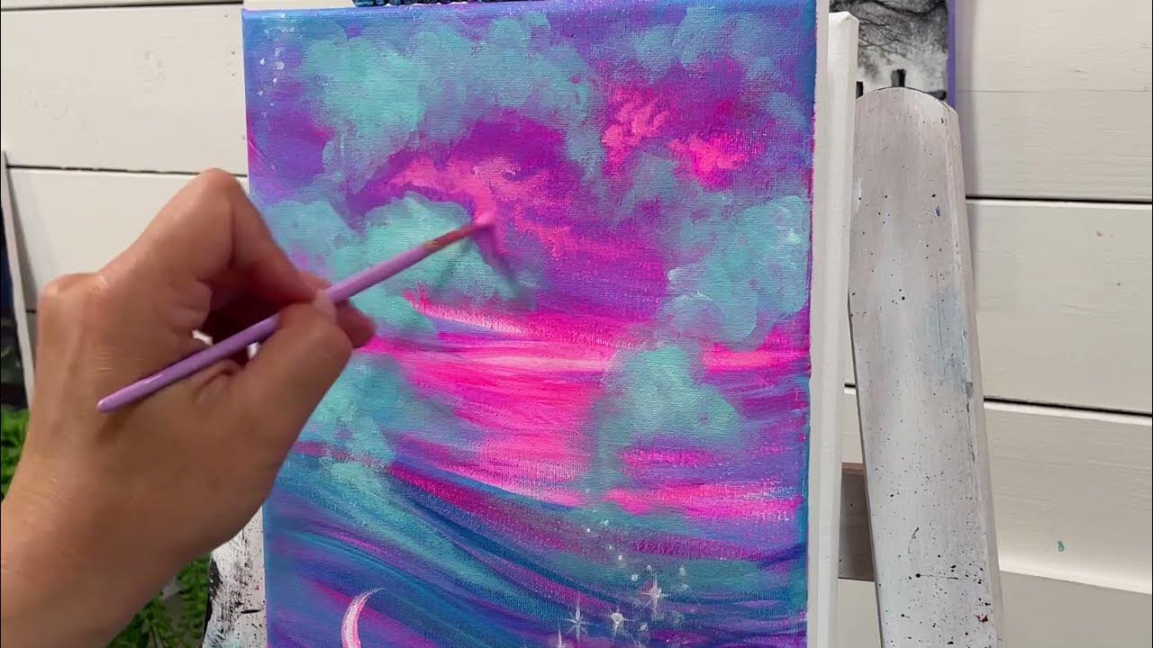 How To Paint “Moon And Stars” 🌙 Painting Tutorial YouTube