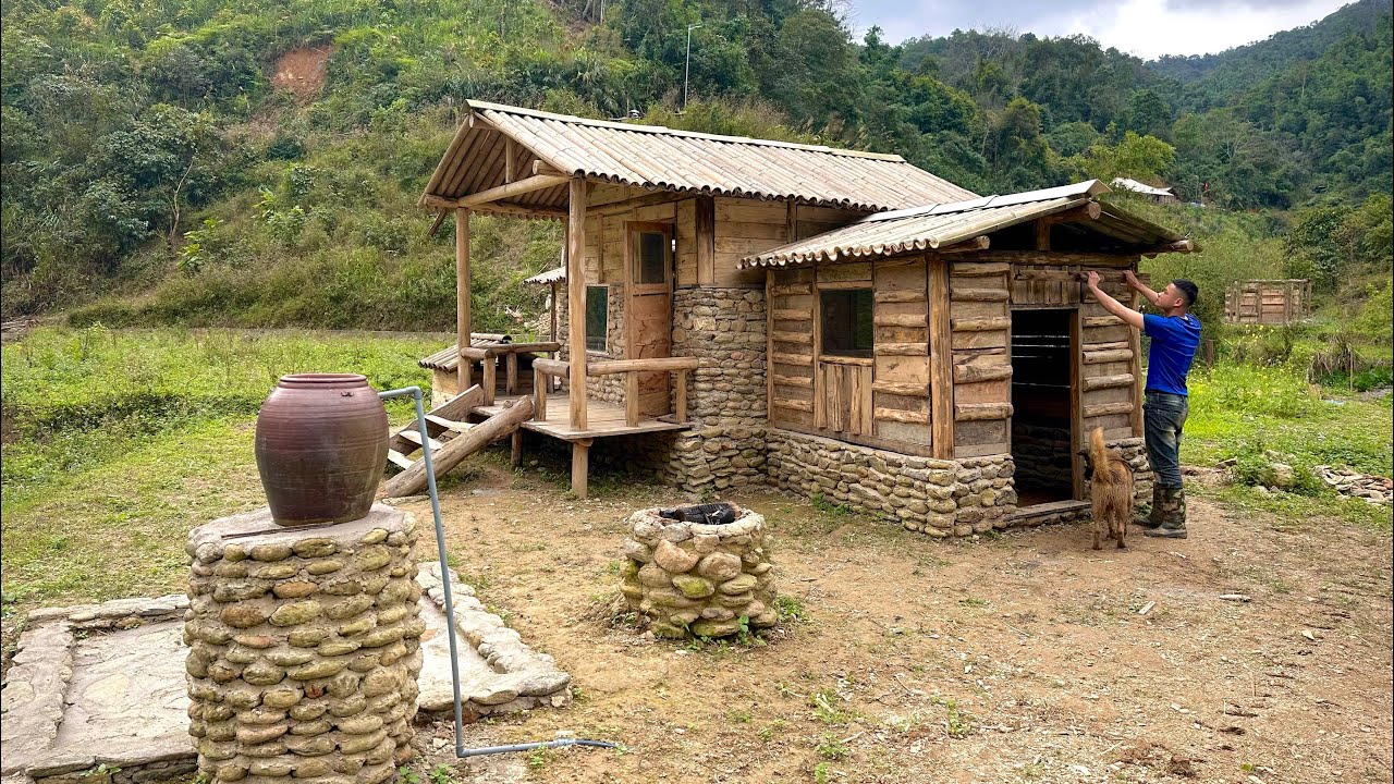 Complete the bathroom with bathtub and lay the concrete floor.