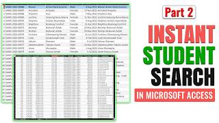 How To Find Student Records Instantly In Microsoft Access | School Management System Part 2