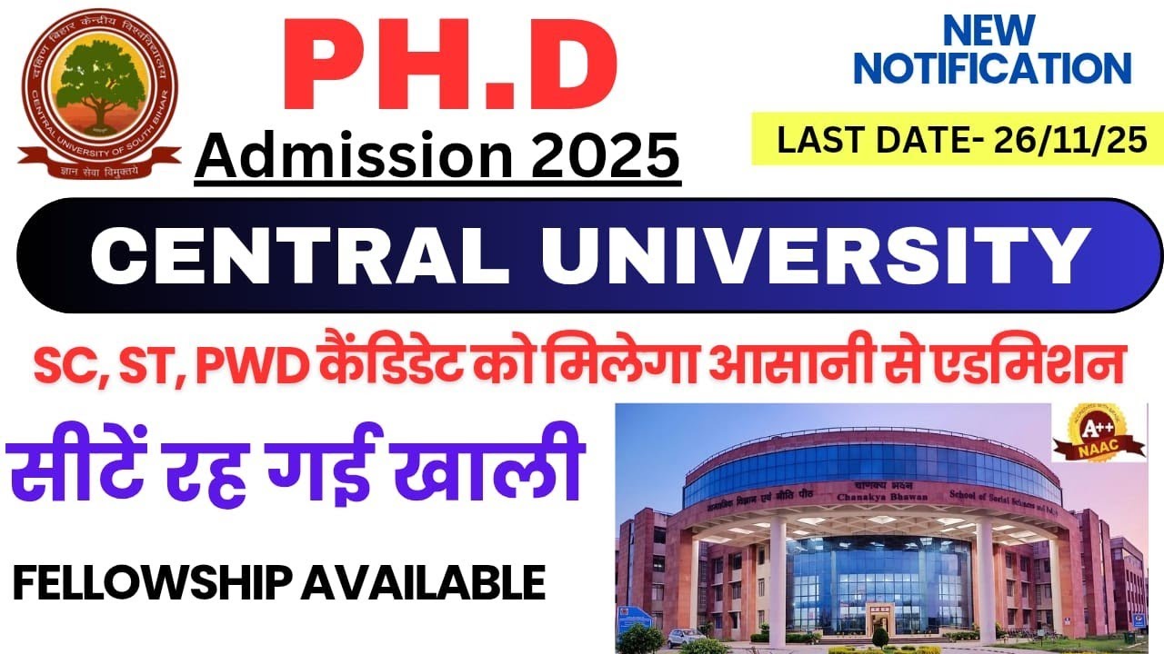 PhD Admission 2025| Central University | Multiple Subject ...