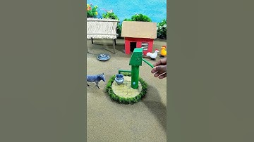 how to making mini house ! cow shed Mini hand pump water project #mini_house