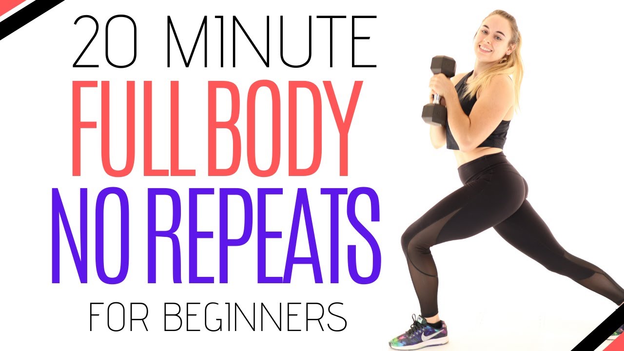 20 MINUTE Total Body NO REPEAT 2 Dumbbell Workout at Home- FULL BODY ...