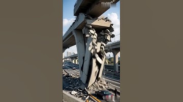 Bridge support collapsed after the earthquake #crash #earthquake #car