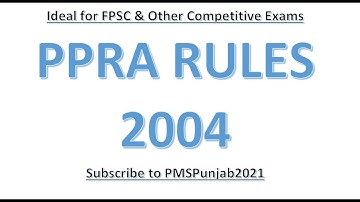 PPRA Rules 2004 | PPRA Rules in Urdu | Lecture 1 | Solved MCQs of Past Papers of FPSC