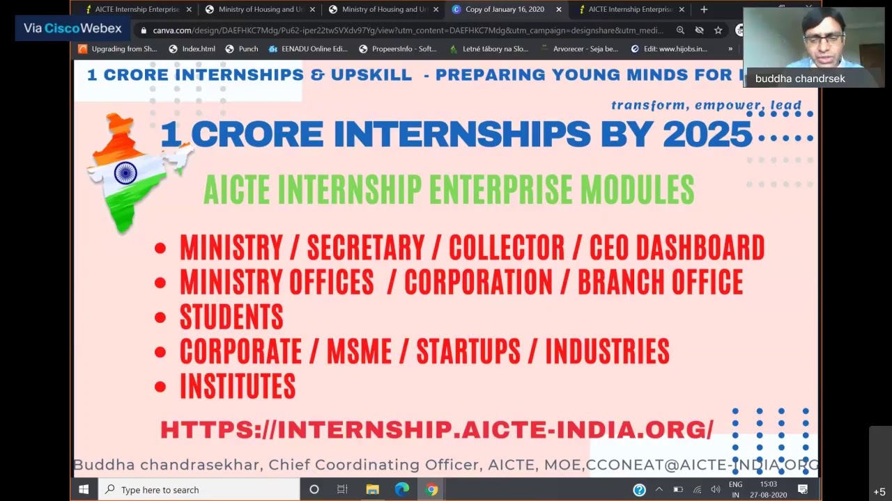 Online session on AICTE Internship opportunities for Students
