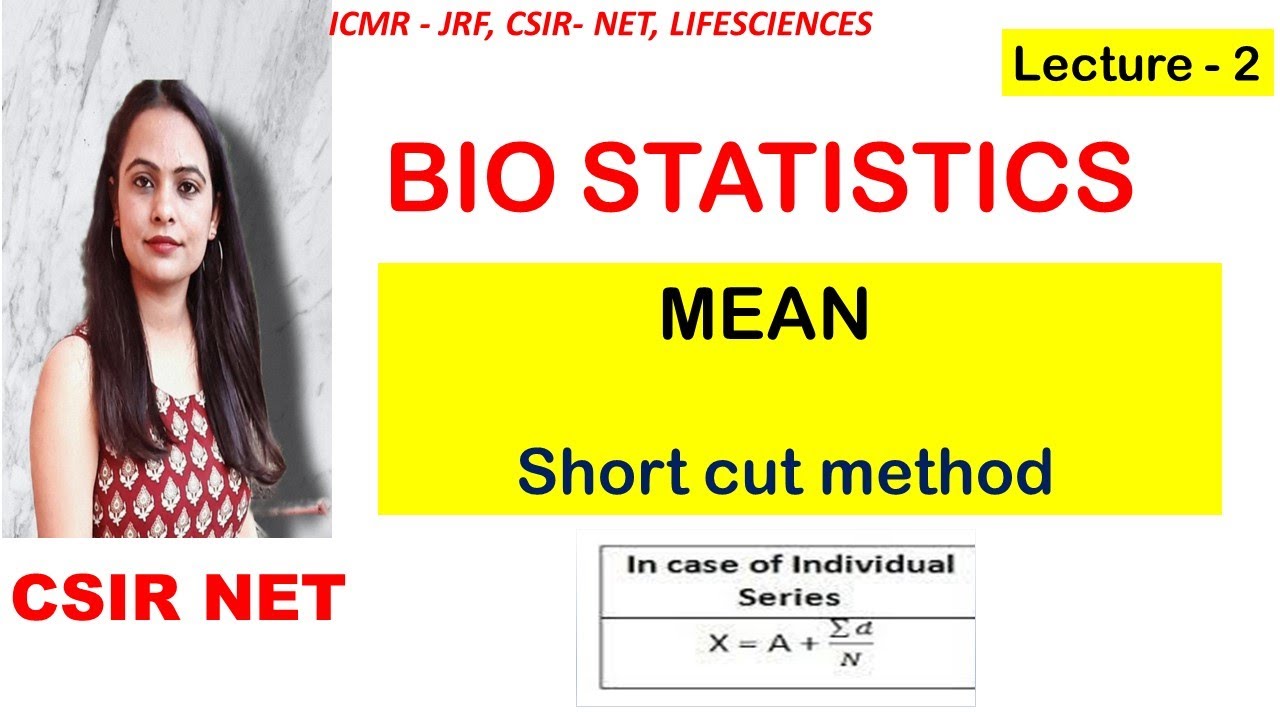 Mean | short cut method | Bio statistics | ICMR | CSIR UGC NET - YouTube