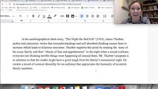 'The Night the Bed Fell' Precis Practice