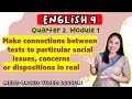 Connections between Texts to Social Issues| GRADE 9| MELC-based VIDEO LESSON | QUARTER 2| Module 1