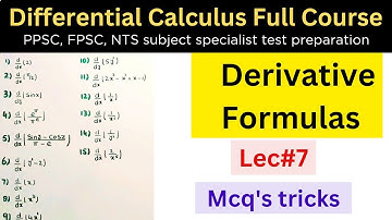 Mcqs tricks to find Derivative question lec#7 #mathematics #lectures #ppsc #fpsc #nts #maths #tricks