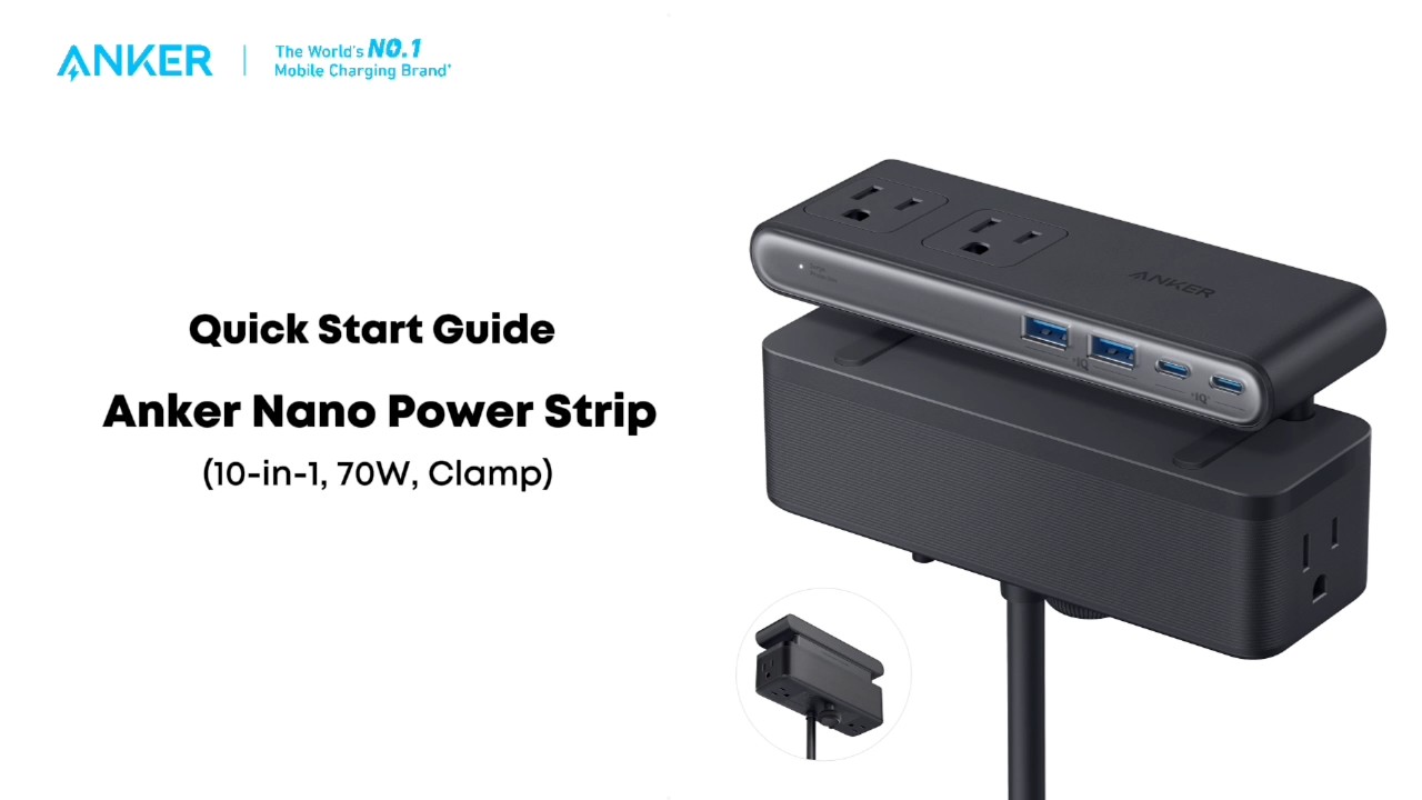 Anker Nano Power Strip (10-in-1, 70W, Clamp) Quick Start Guide