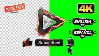 Subscribe Animation Red Energy Field | 3D YouTube Subscribe Button | Transparent PNG & Green Screen
