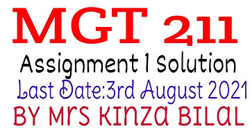 MGt211 Assignment 1 Solution Spring 2021|Kinza Bilal