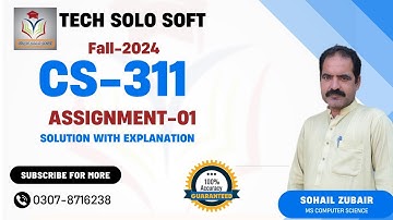 CS311 Assignment 1 Solution Fall 2024 100% correct complete solution by tech solo soft!