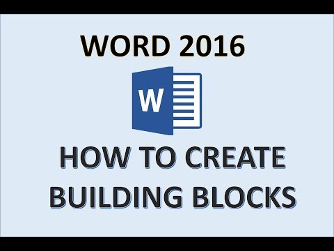 Word 2016 - Building Blocks - How to Use Quick Parts to Design a Document in Microsoft MS 365 Block