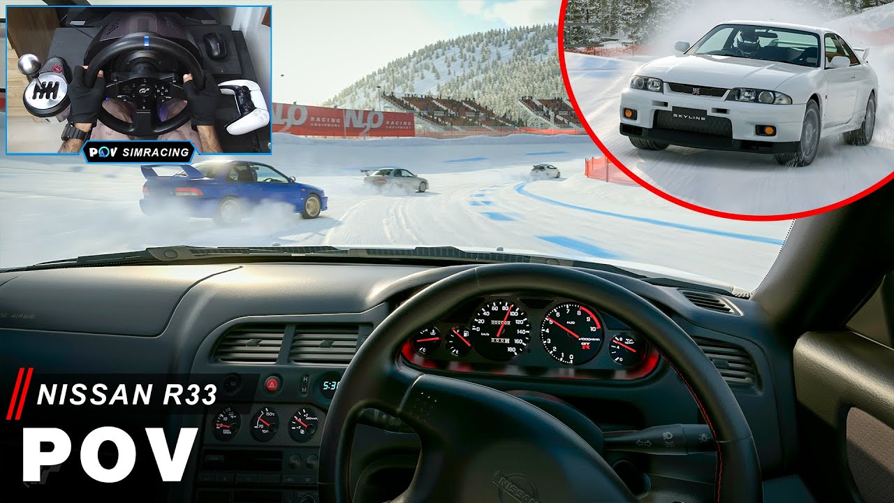 POV Nissan Skyline GTR R33 V Spec on Snow | Gran Turismo Steering Wheel Gameplay