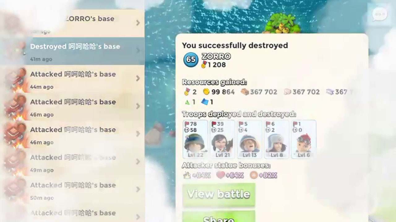 Boom Beach—Episode 13 : RZMC attack with Sergent Brick VS ice men base