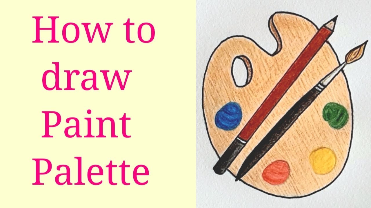 How to draw Paint Palette (Step by Step) 