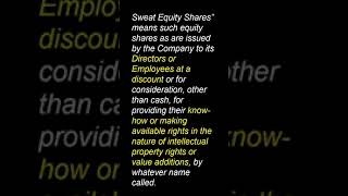 SWEAT EQUITY SHARES || MEANING || COMPANY LAW