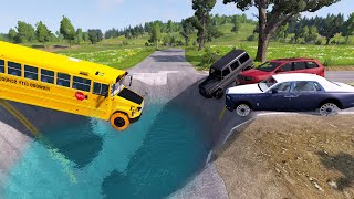Cars vs Giant Pit Deep Water BeamNG.Drive #2