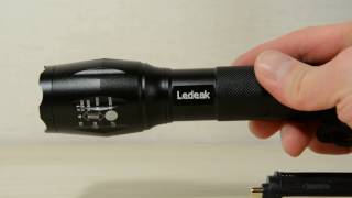 Ledeak CREE XM-L2搭載 軍用 防災 五つのモード ズーム可能 IPX6 防水高輝度LED懐中電灯 （18650電池&充電器）