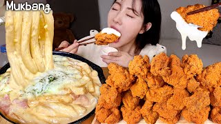 long shrimp cream tteokbokki and Cheetos chicken eating show🍗 ASMR REAL MUKBANG