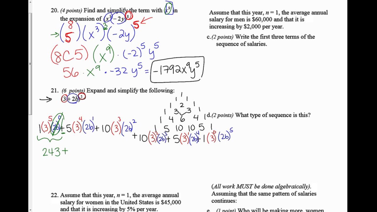 Sample test ch 8 sequences series and binomial theorem - YouTube