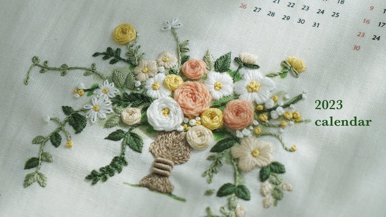 2023 calendar 자수 달력 DIY 🌟 편안한 영상 바느질 소리 Hand Embroidery Art