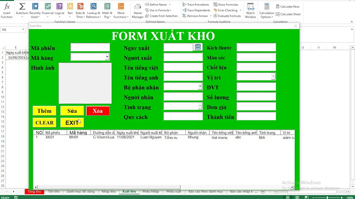 Hướng dẫn tạo file excel quản lý vật tư kho