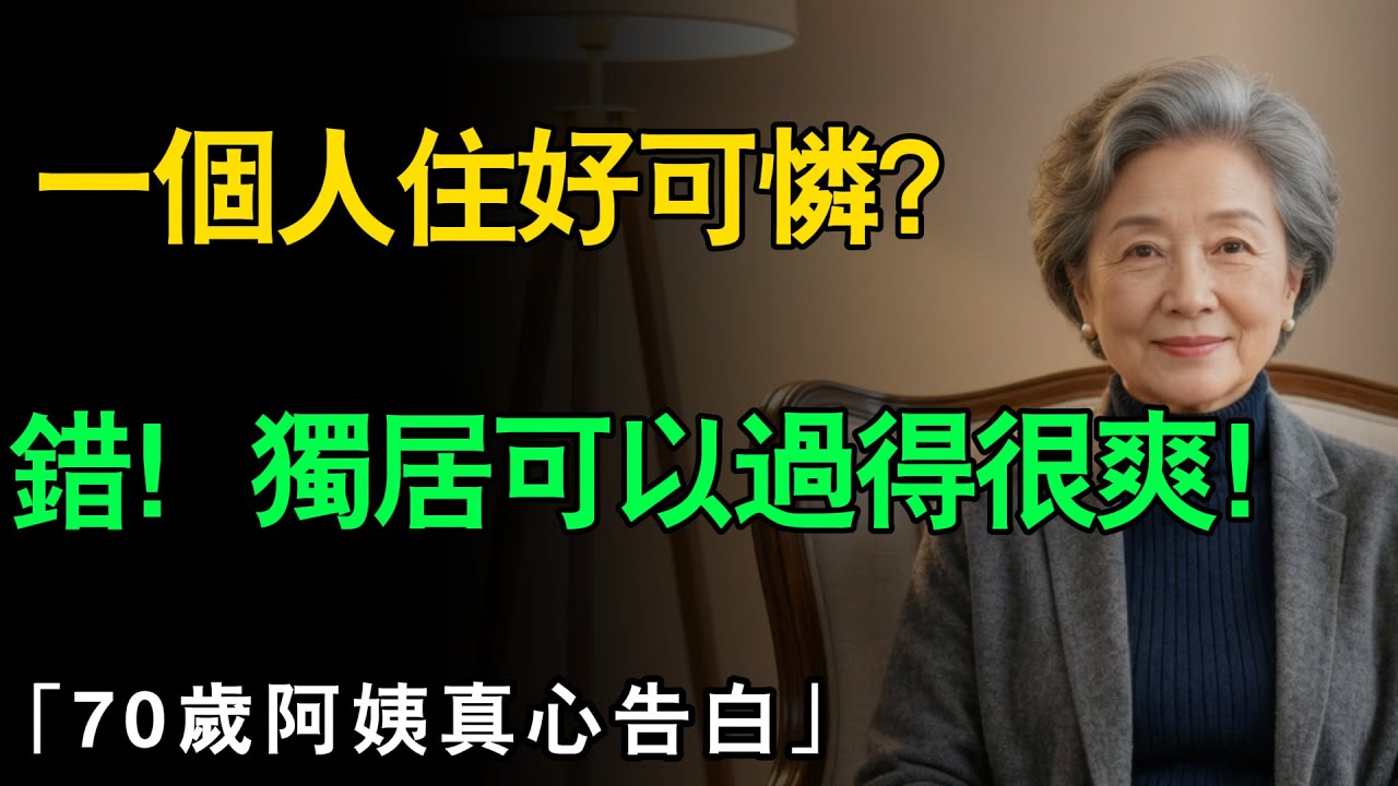 「一個人住好可憐？」70歲阿姨說實話：獨居不是懲罰，是老天給你的獎賞！