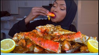 ASMR SEAFOOD BOIL W/ SPICY GARLIC SAUCE * الاكل البحري مع صوص حار