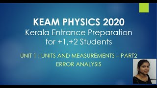 KEAM Physics Previous Year Questions Explained -Units and Measurements part 2-  Error Analysis.