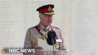 Britain's King Charles III honors the fallen of D-Day in Normandy, France