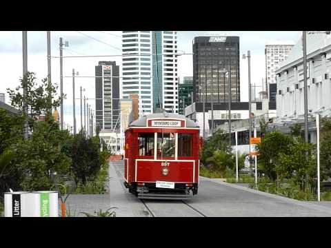 Following seven months of construction, Auckland's new waterfront tramway opened for training runs on Friday 29th July 2011, in preparation for full public opening on 6th August 2011. Here we see tram ATL 257 (former Melbourne X1 class #466) turning into Jellicoe Street, at 1610hrs on Tuesday 2nd August, 2011. The return of trams to Auckland streets comes 55 years after the last commercial trams operated in the city, last running in December 1956.