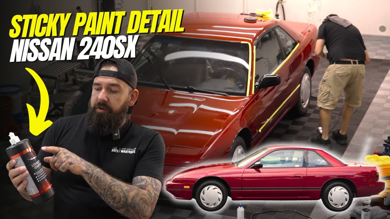Watch an Idiot Detailer Take on a Sticky Paint Nissan 240SX