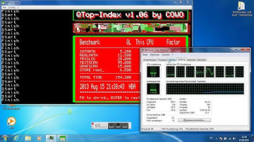 Windows 7 64-bit notebook (Core i7) running new PCW benchmarks (1986) under SMSQmulator (2013)