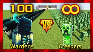 100 Wardens vs Creepers: How many creepers are needed to defeat 100 wardens? Minecraft mob battle