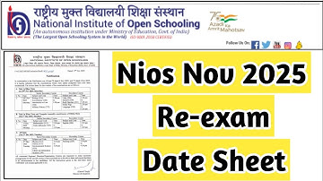 Nios October 2025 Re-exam Datesheet | Task Is Helping (NIOS) #nios #tma #oct #exam #result