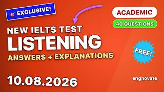 REAL RECENT IELTS ACADEMIC LISTENING TEST WITH ANSWERS | 10.08.2026